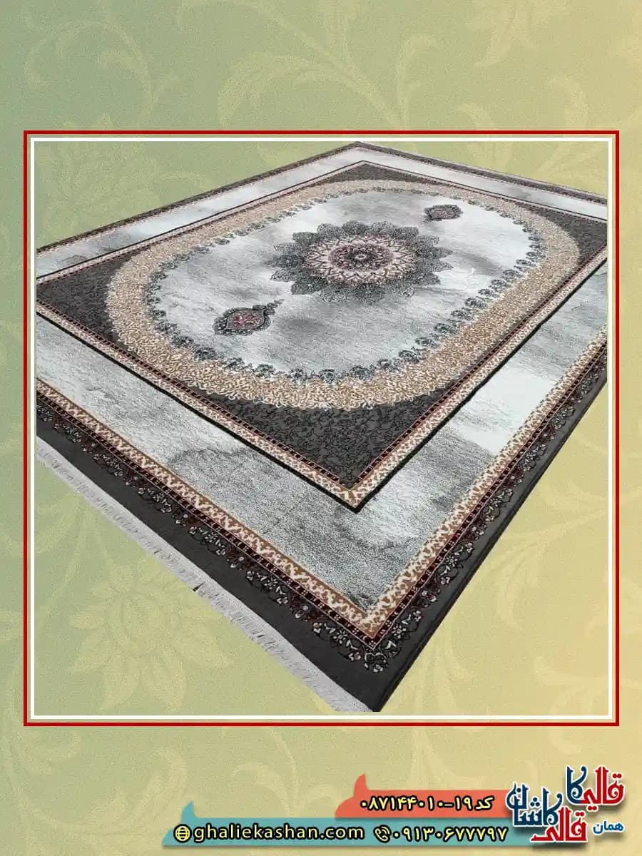 فرش ارزان طرح 700 شانه طرح بیتا رنگ طوسی فیلی کاشان — تصویر ۲