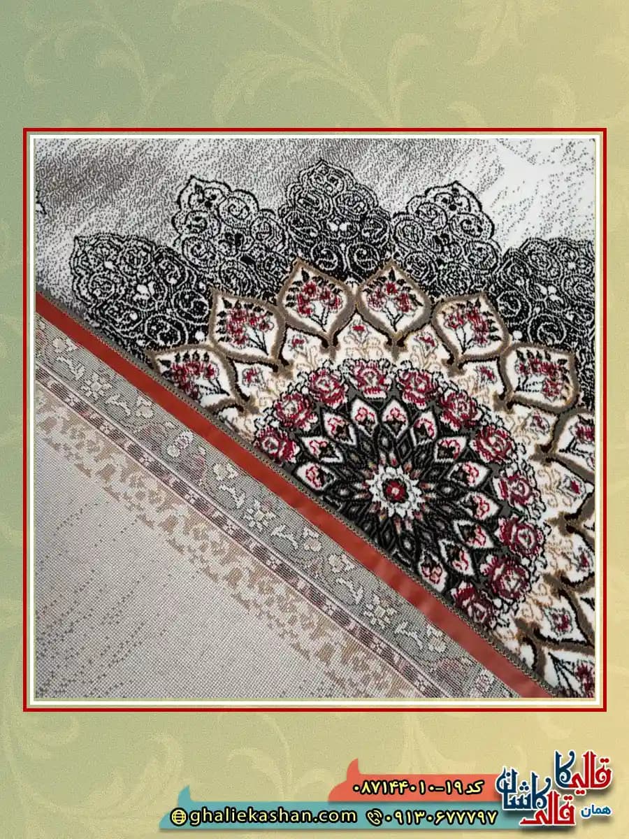 فرش ارزان طرح 700 شانه طرح بیتا رنگ طوسی فیلی کاشان — تصویر ۵