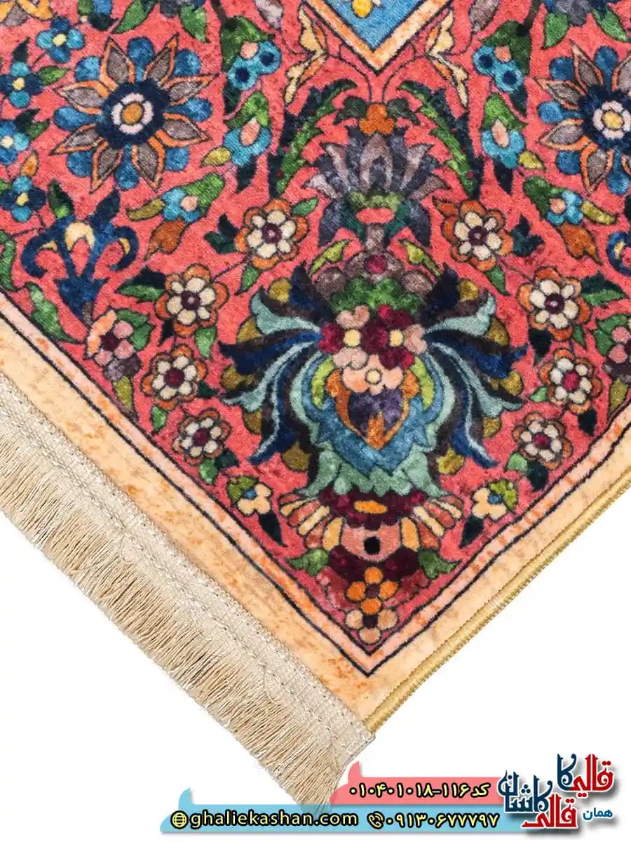 فرش سنتی وینتیج 1000 شانه طرح افشان هزارگل کرمان زمینه کرم کاشان — تصویر ۵