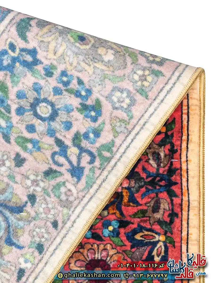 فرش سنتی وینتیج 1000 شانه طرح افشان هزارگل کرمان زمینه کرم کاشان — تصویر ۶