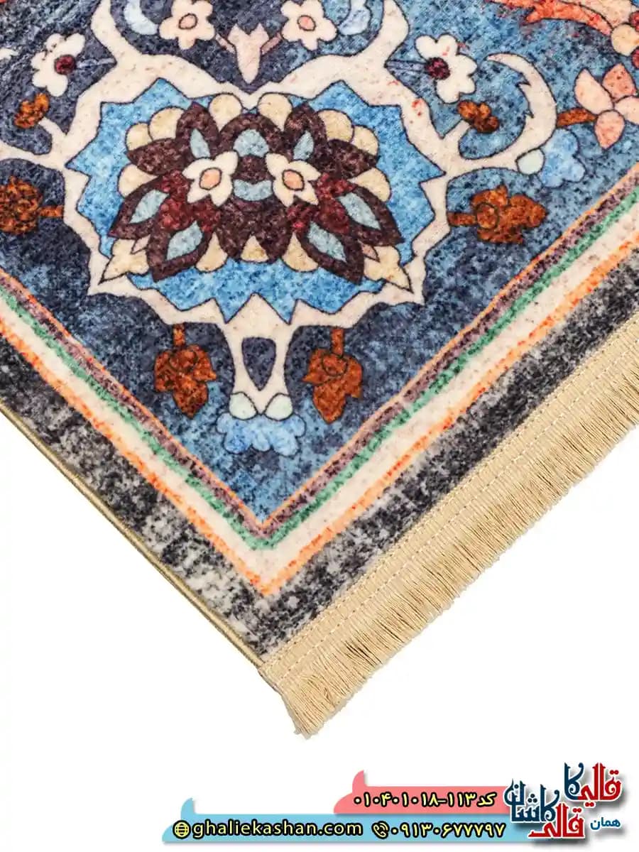 فرش سنتی وینتیج 1000 شانه طرح افشان واراز زمینه خاکستری کاشان — تصویر ۵