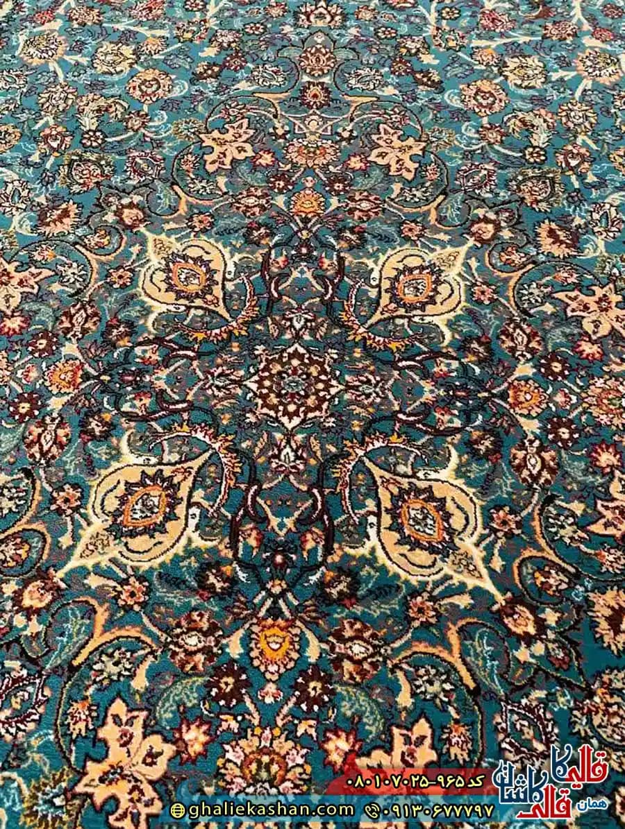 فرش مسجد و نماز 700 شانه کاشان طرح بشارت آبی — تصویر ۲