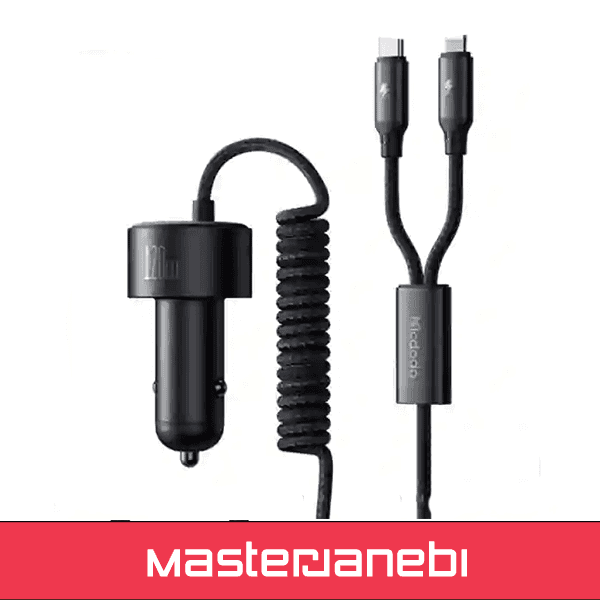 شارژر فندکی 120 وات با دو کابل متصل مک دودو Mcdodo 4in1 car charger CC-0370