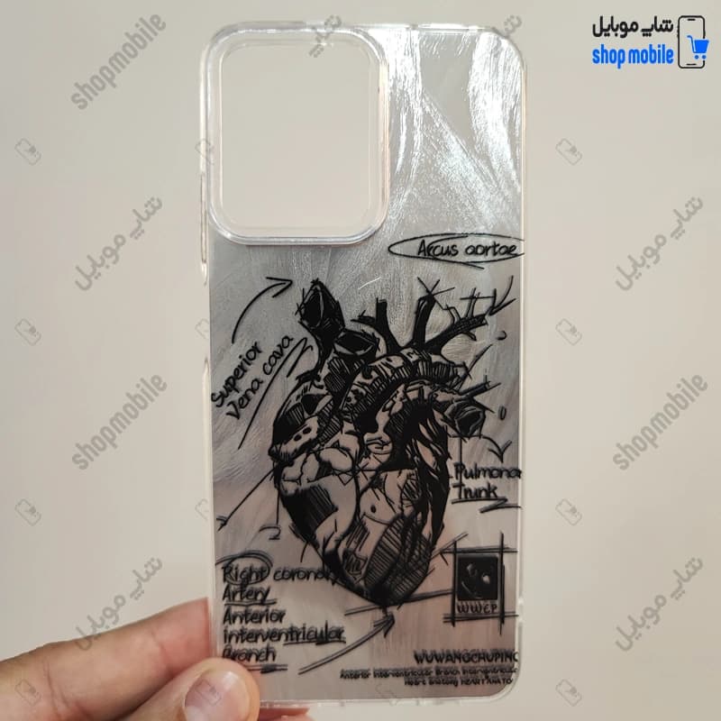 قاب گوشی شیائومی ردمی نوت 12 پرو پلاس 5G (کاور IMD براش طرح آناتومی قلب Silver)