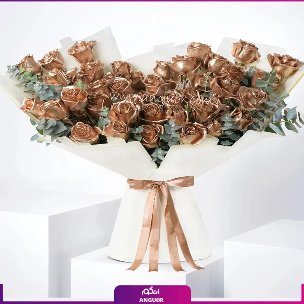دسته گل رز طلایی 42 شاخه