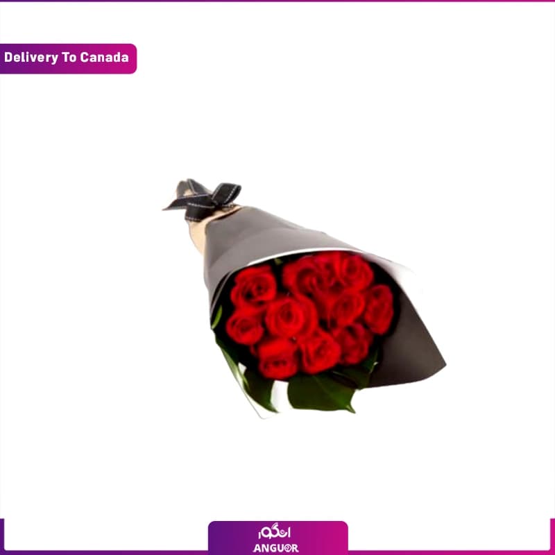 دسته گل رز قرمز 12 شاخه (ارسال گل به کانادا)