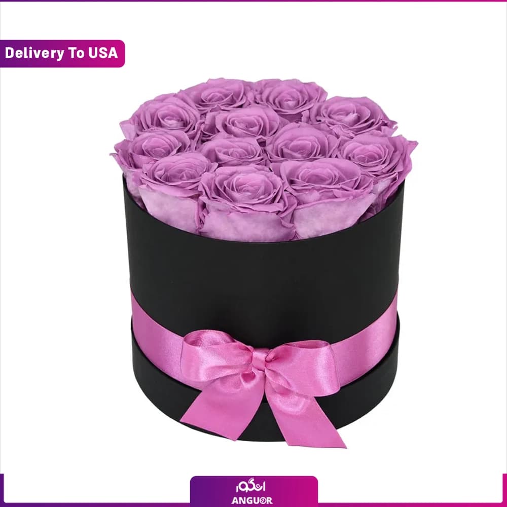 باکس گل رز بنفش 10 شاخه (تحویل در امریکا)
