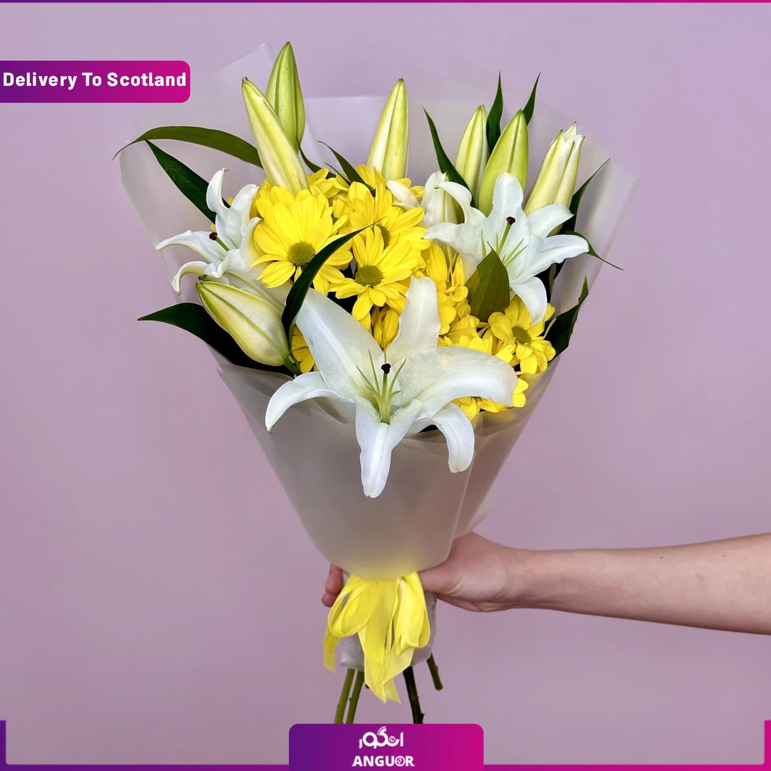 دسته گل لیلیوم و داوودی (تحویل در اسکاتلند)