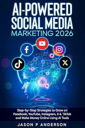 و دانلود نسخه کامل کتاب زبان اصلی AI-Powered Social Media Marketing 2026: Step-by-Step Strategies to Grow on Facebook, YouTube, Instagram, X & TikTok and Make Money Online Using AI Tools | دانلود