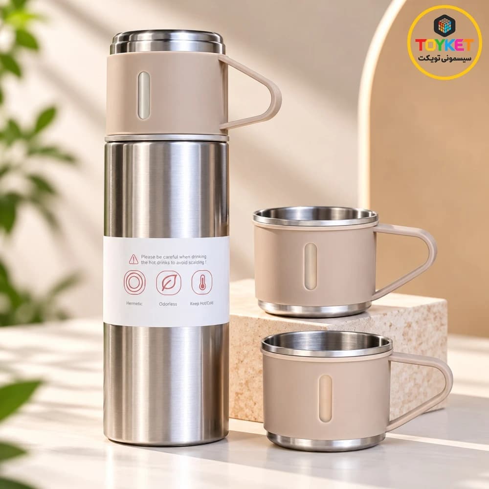 فلاسک آب سرد و گرم 500 میلی لیتر با سه لیوان وکیوم SW 4016