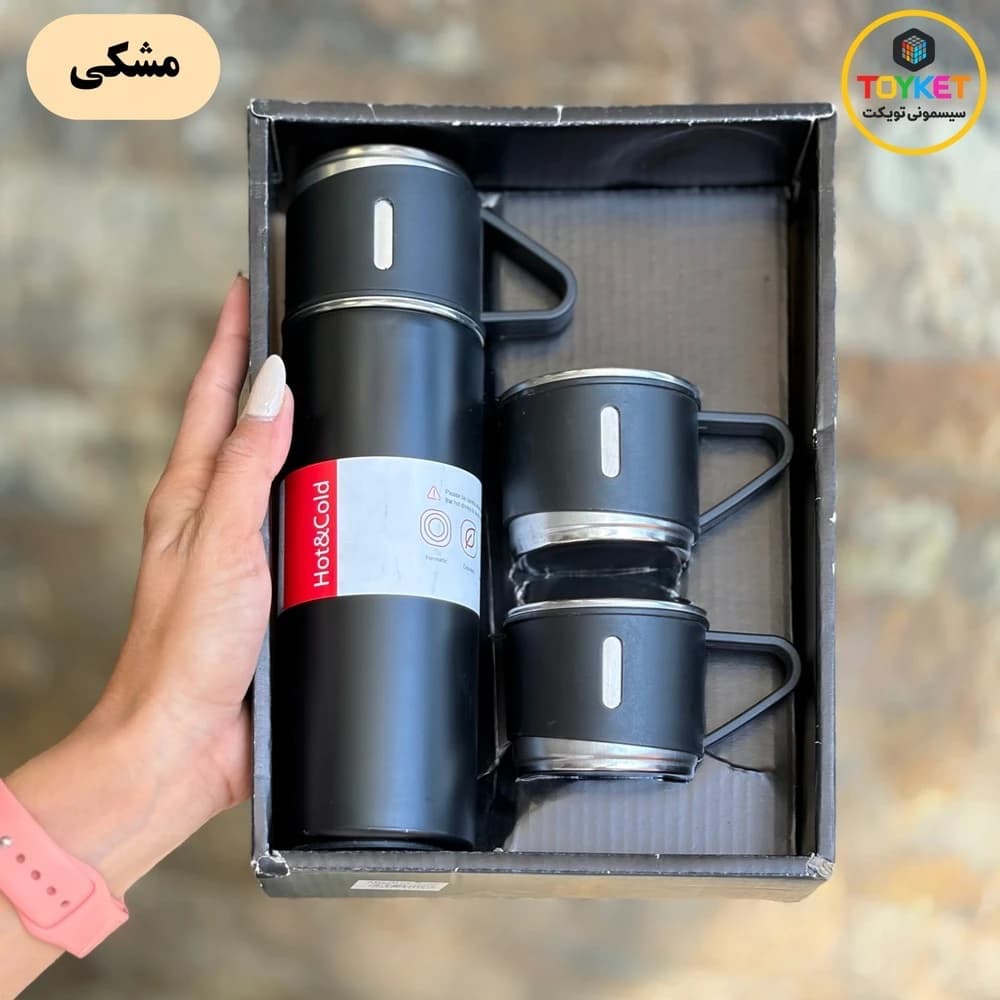 فلاسک آب سرد و گرم 500 میلی لیتر با سه لیوان وکیوم SW 4016 — تصویر ۴