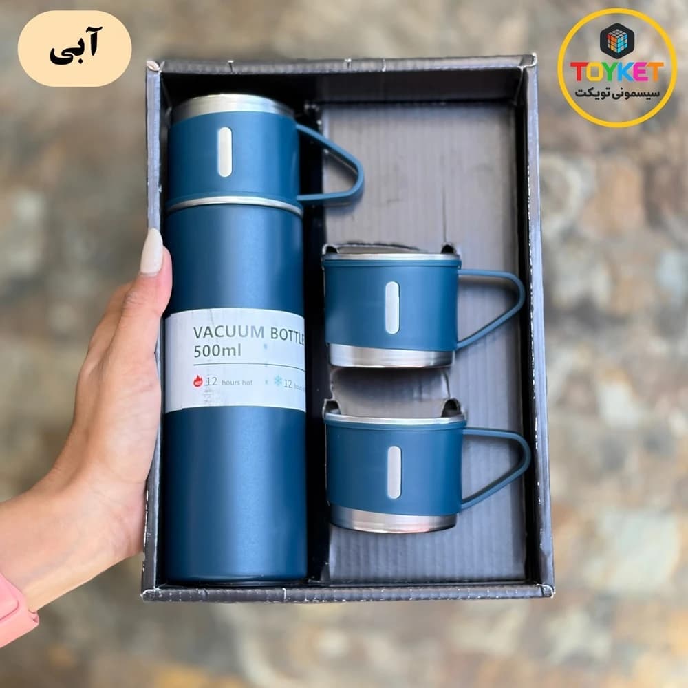 فلاسک آب سرد و گرم 500 میلی لیتر با سه لیوان وکیوم SW 4016 — تصویر ۵
