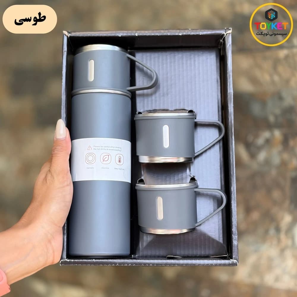 فلاسک آب سرد و گرم 500 میلی لیتر با سه لیوان وکیوم SW 4016 — تصویر ۲