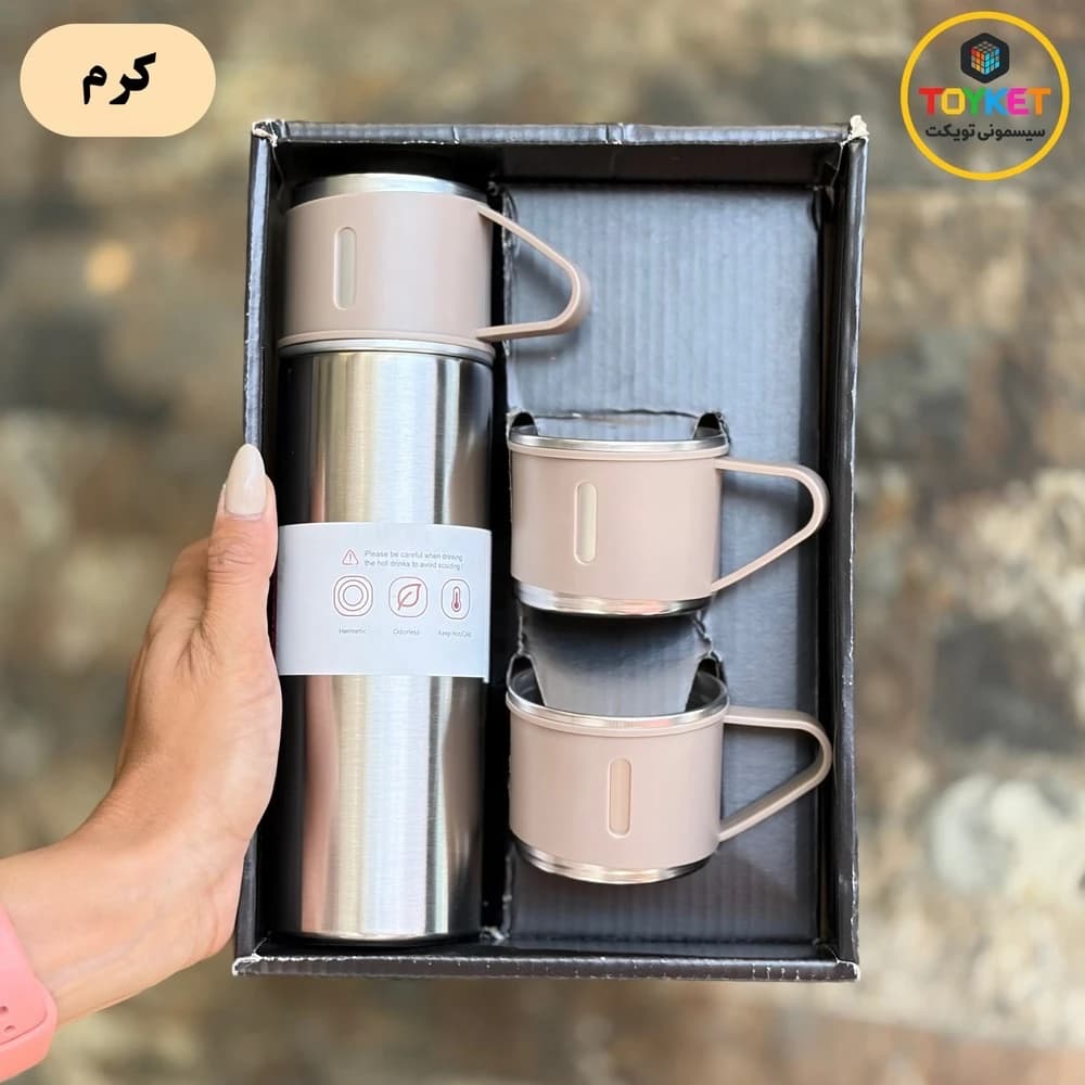 فلاسک آب سرد و گرم 500 میلی لیتر با سه لیوان وکیوم SW 4016 — تصویر ۳