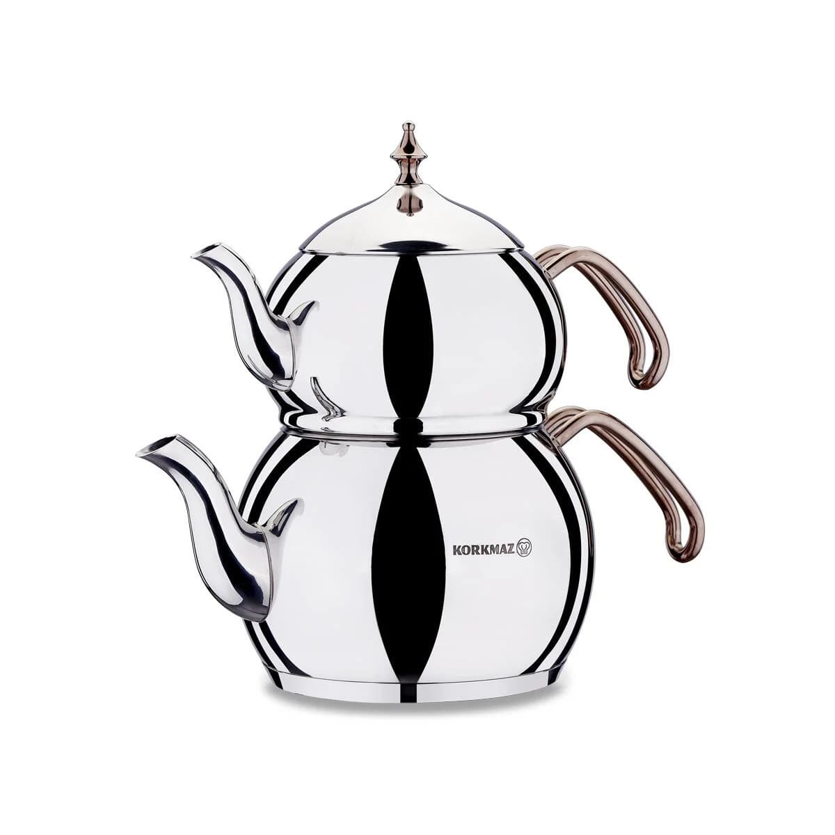 ست قوری کرکماز حندان رزگلد 2 لیتری مدل A222 ا KORKMAZ Hanedan Rosegold Teapot Set 2 lt