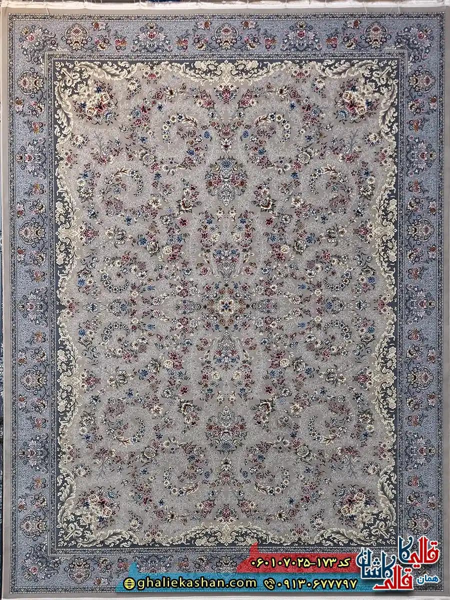 فرش 700 شانه طرح افشان محیا رنگ فیلی ترمه ای کاشان — تصویر ۲