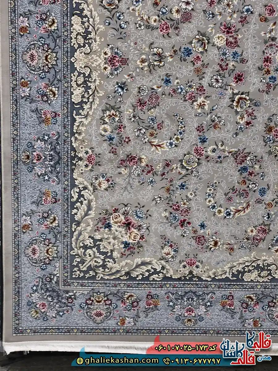 فرش 700 شانه طرح افشان محیا رنگ فیلی ترمه ای کاشان — تصویر ۳