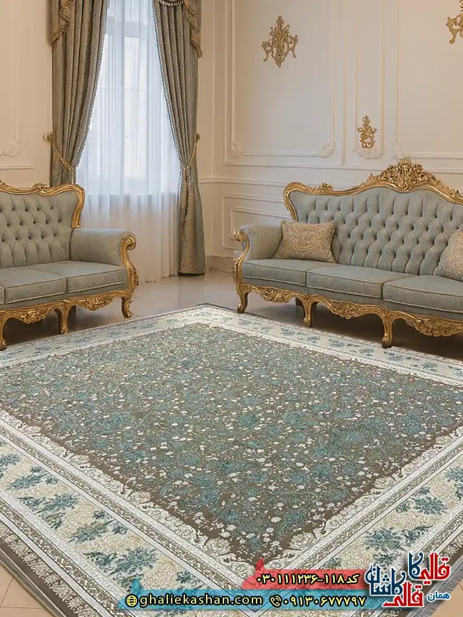 فرش 1200 شانه طرح افشان رویا رنگ قهوه ای نسکافه ای گل برجسته کاشان