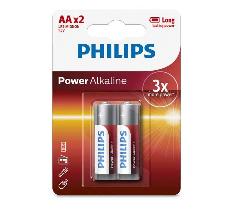 باتری قلمی فیلیپس مدل Power Alkaline LR6P2B/97 بسته 2 عددی