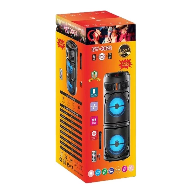 اسپیکر بلوتوث قابل حمل جی وای مدل GY-8822 با میکروفون بی سیم — تصویر ۲