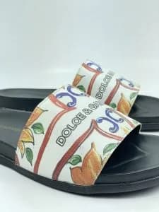 صندل اسلیپر دولچه گابانا dolce & gabbana چرم چاپی طرح دولچه گل و بوته — تصویر ۵