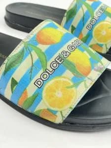 صندل اسلیپر دولچه گابانا dolce & gabbana چرم چاپی طرح دولچه لیمو شیرین خطی ابی — تصویر ۸