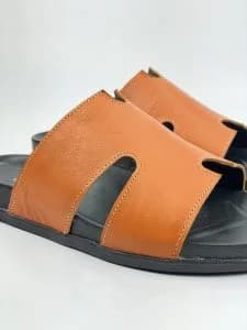 کد 365 اسلیپر صندل HERMES هرمس نارنجی مشکی — تصویر ۶