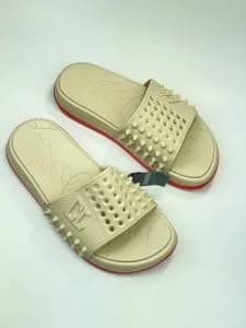 کریستیان لوبوتین christian louboutin اسلیپر میخدار تزریق eva ایویا کرم قرمز — تصویر ۲