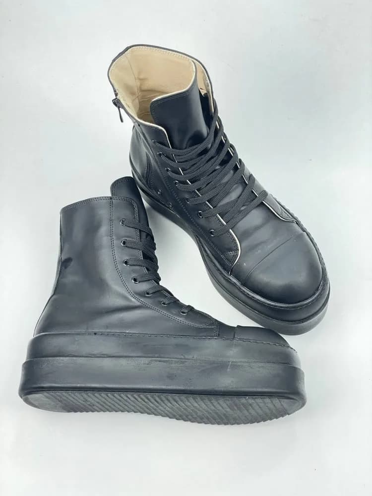 بوت ریک اونز RICK OWENS کد 3304 چرم مشکی مات یکدست — تصویر ۳