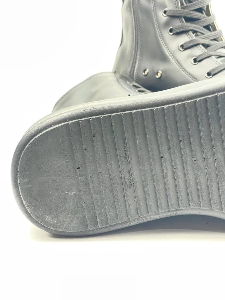 بوت ریک اونز RICK OWENS کد 3304 چرم مشکی مات یکدست — تصویر ۴