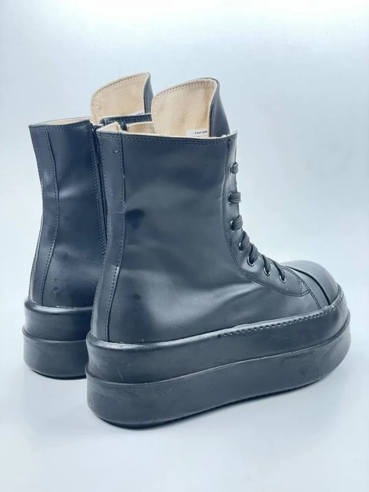 بوت ریک اونز RICK OWENS کد 3304 چرم مشکی مات یکدست — تصویر ۷