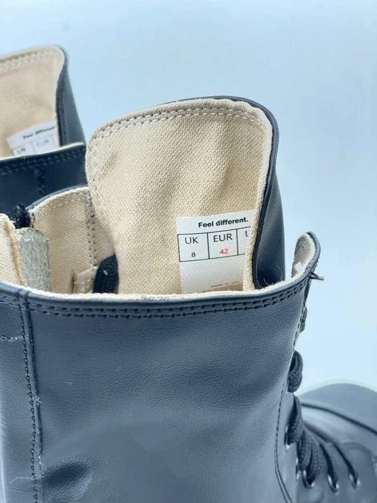 بوت ریک اونز RICK OWENS کد 3304 چرم مشکی مات یکدست — تصویر ۶