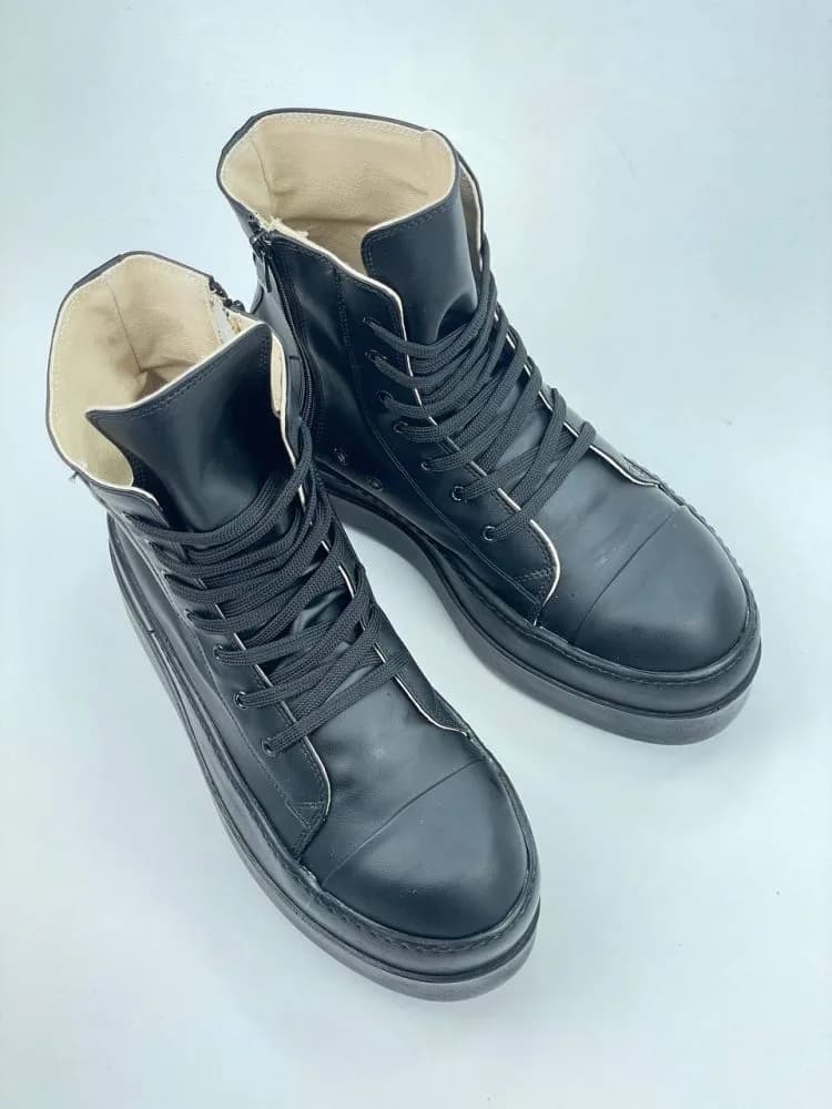 بوت ریک اونز RICK OWENS کد 3304 چرم مشکی مات یکدست — تصویر ۸