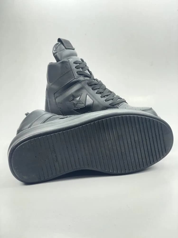 کد 3308 بوت ریک اونز RICK OWENS و کانورس CONVERSE چرم مشکی یکدست — تصویر ۷