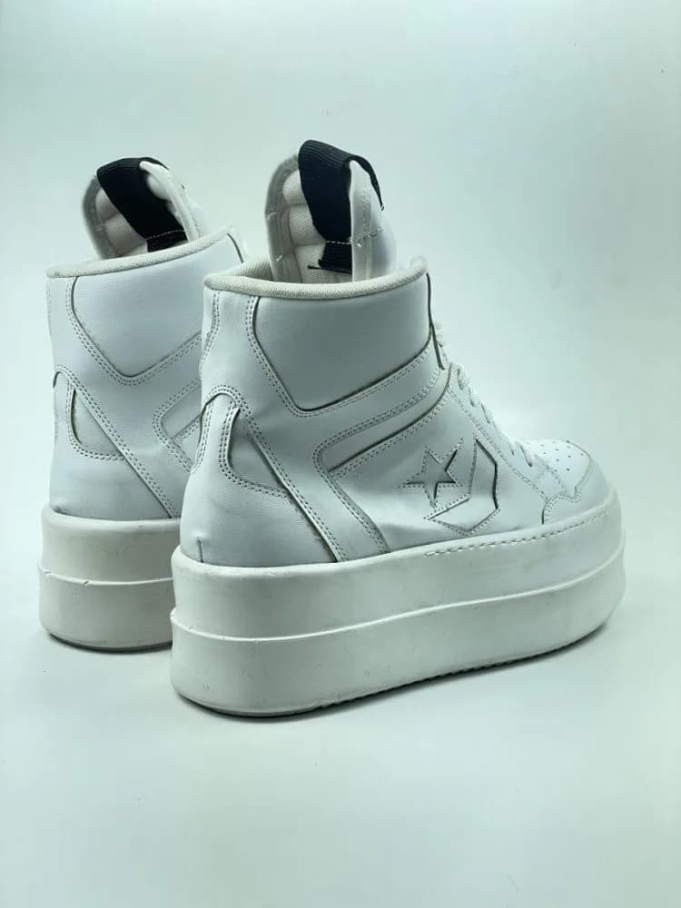 کد 3308 بوت ریک اونز RICK OWENS و کانورس CONVERSE چرم سفید یکدست — تصویر ۴