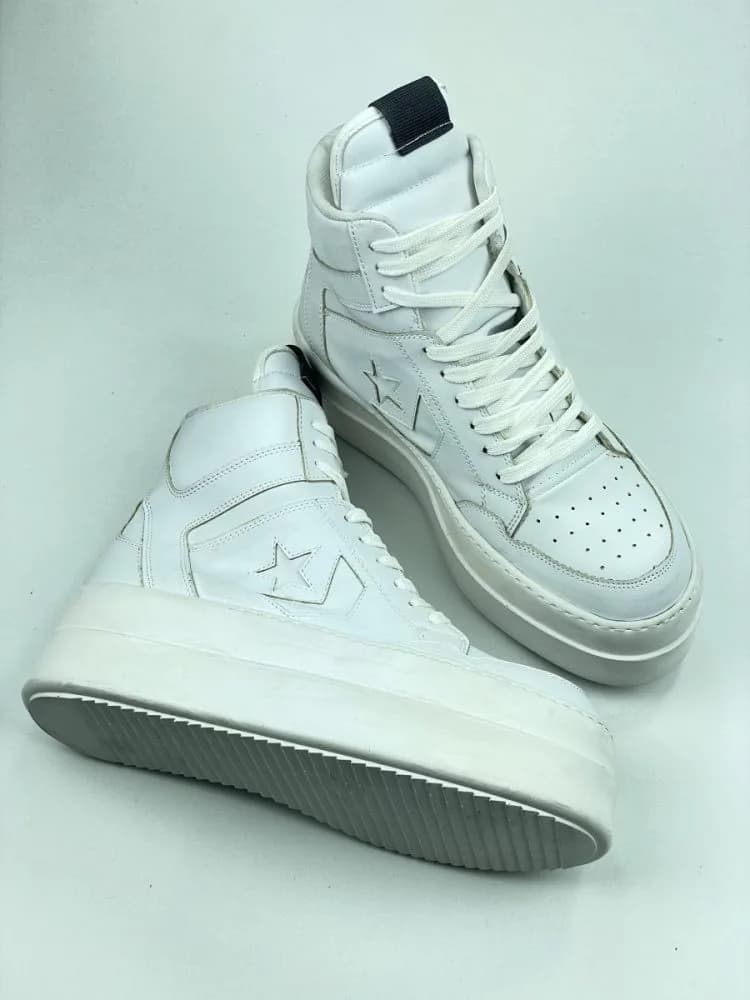 کد 3308 بوت ریک اونز RICK OWENS و کانورس CONVERSE چرم سفید یکدست — تصویر ۷