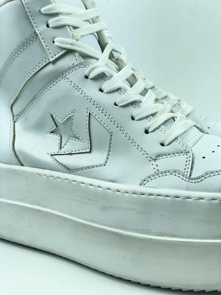 کد 3308 بوت ریک اونز RICK OWENS و کانورس CONVERSE چرم سفید یکدست — تصویر ۶