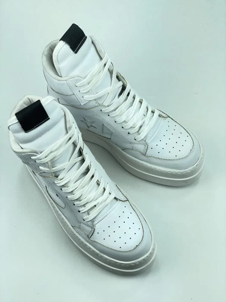 کد 3308 بوت ریک اونز RICK OWENS و کانورس CONVERSE چرم سفید یکدست — تصویر ۵