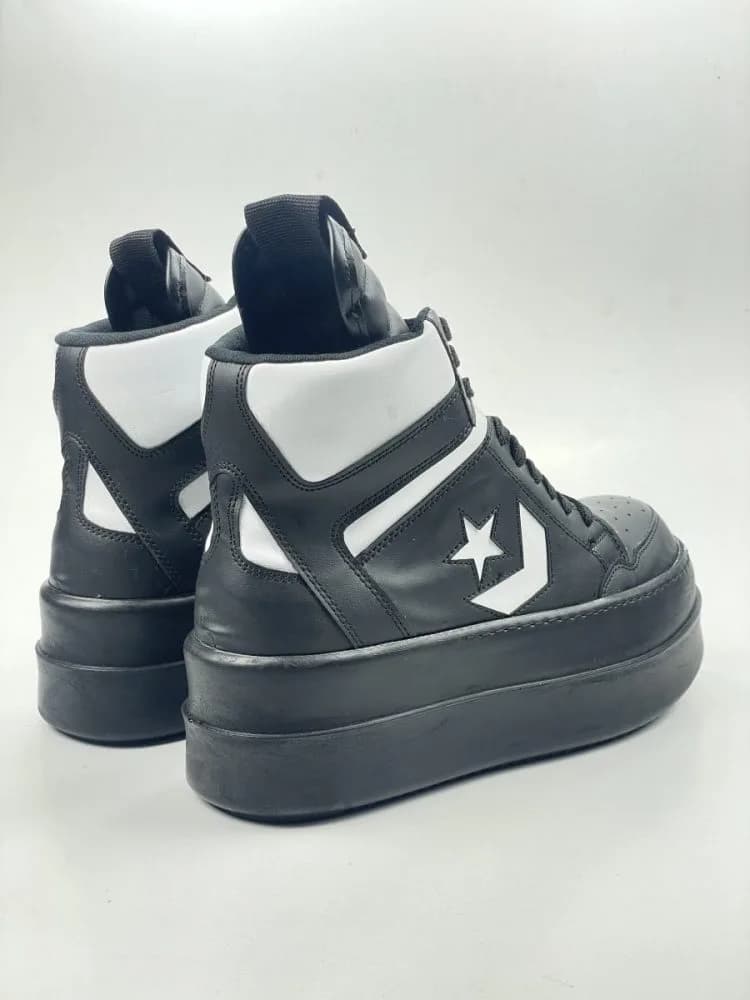 کد 3308 بوت ریک اونز RICK OWENS و کانورس CONVERSE چرم مشکی سفید زیره مشکی — تصویر ۸