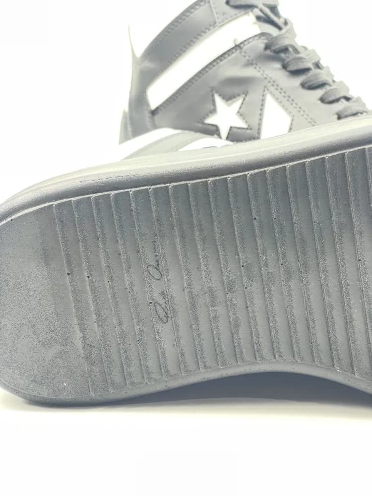 کد 3308 بوت ریک اونز RICK OWENS و کانورس CONVERSE چرم مشکی سفید زیره مشکی — تصویر ۶