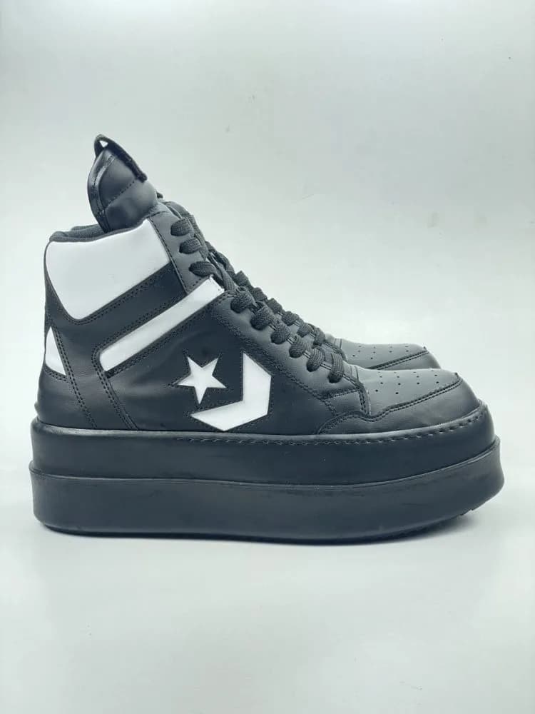 کد 3308 بوت ریک اونز RICK OWENS و کانورس CONVERSE چرم مشکی سفید زیره مشکی