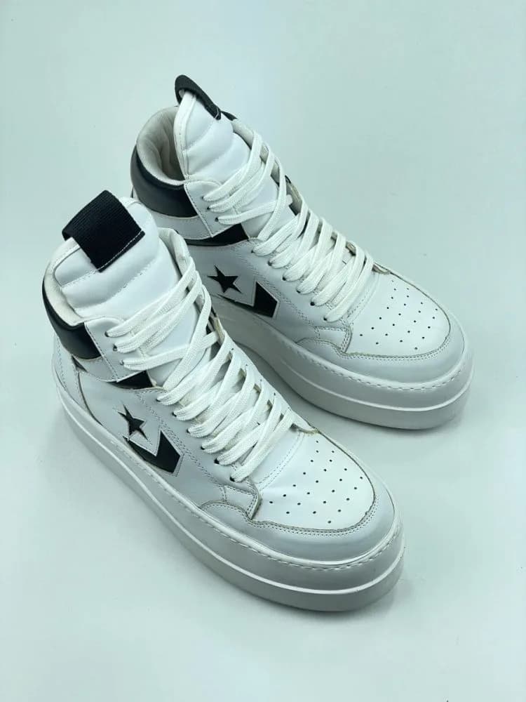 کد 3308 بوت ریک اونز RICK OWENS و کانورس CONVERSE چرم سفید مشکی — تصویر ۷