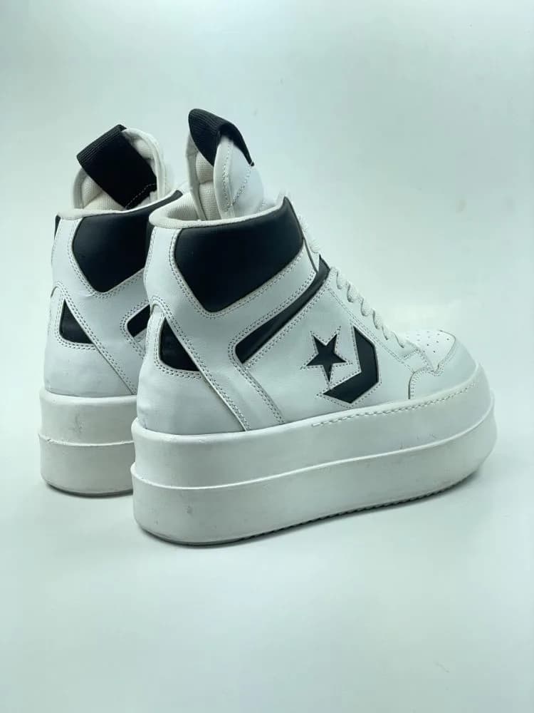 کد 3308 بوت ریک اونز RICK OWENS و کانورس CONVERSE چرم سفید مشکی — تصویر ۵
