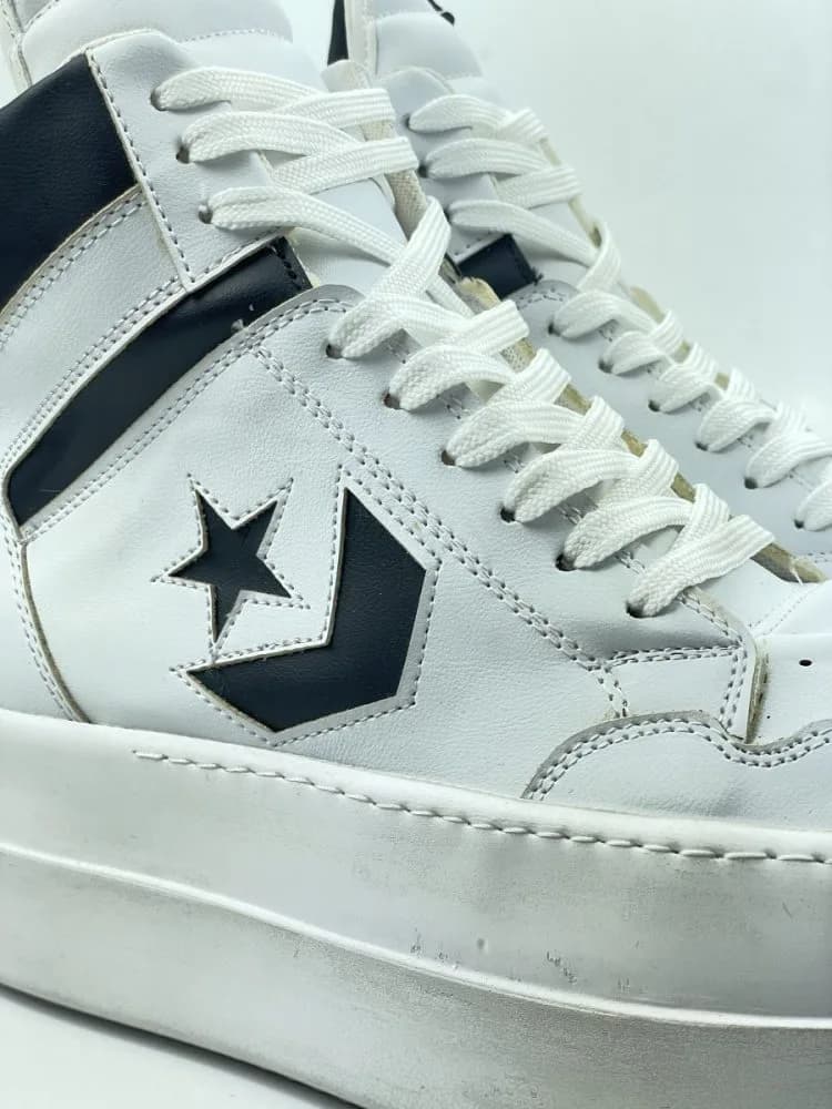 کد 3308 بوت ریک اونز RICK OWENS و کانورس CONVERSE چرم سفید مشکی — تصویر ۶