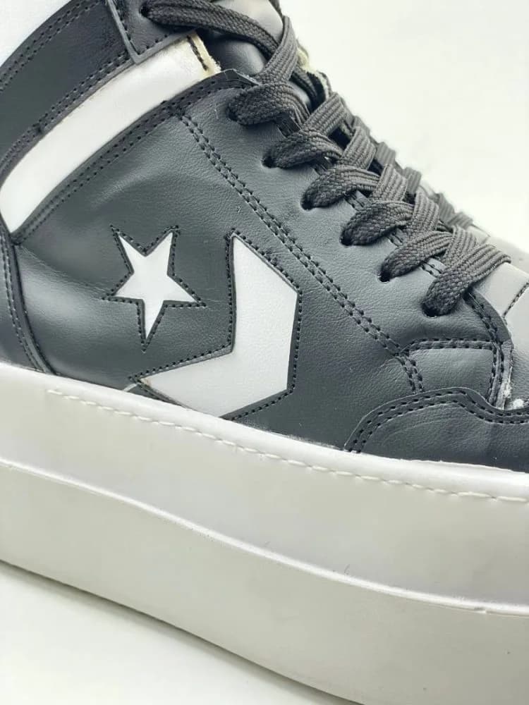 کد 3308 بوت ریک اونز RICK OWENS و کانورس CONVERSE چرم مشکی مات و سفید — تصویر ۶