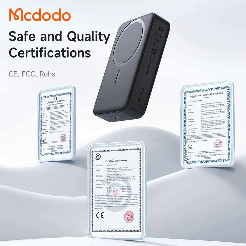 پاوربانک وایرلس مگ سیف 20 وات 20000 مک دودو مدل MCDODO MC-502 بهمراه کابل شارژ — تصویر ۷