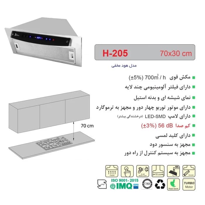هود مخفی اخوان مدل H-205 سایز 70 — تصویر ۳