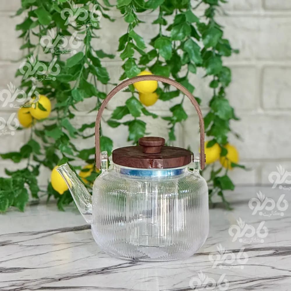 قوری پیرکس دردسته چوبی — تصویر ۴