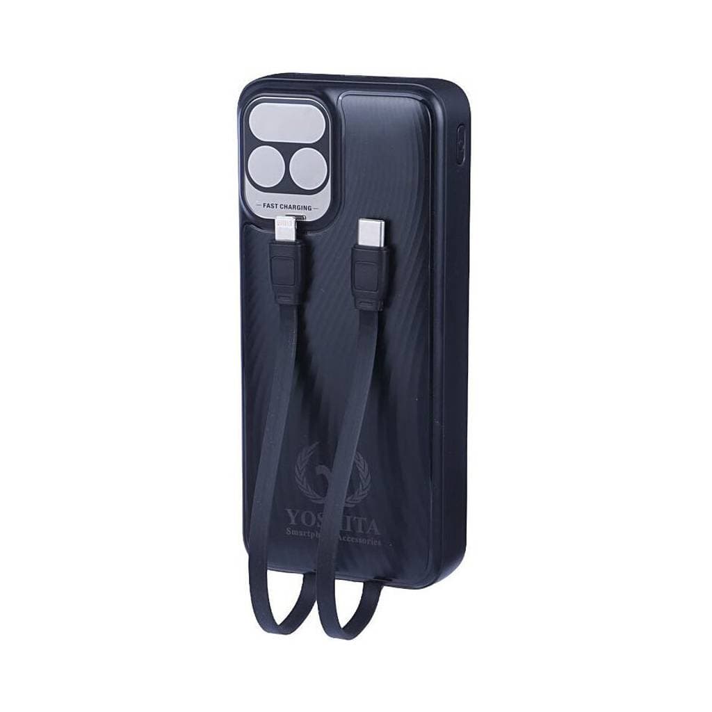 پاوربانک 20000 میلی آمپر یوشیتا 22.5 وات مدل Yoshita YP-004 دارای 2 کابل USB-C و لایتنینگ متصل با گارانتی 12 ماهه شرکتی