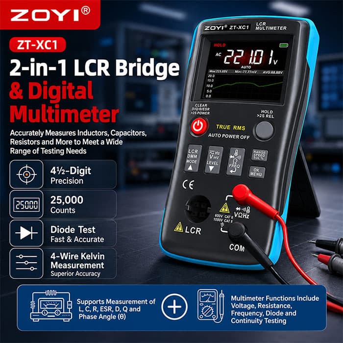 LCR متر و مولتی متر دیجیتال ZOYI مدل ZT-XC1 — تصویر ۸